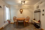 Dining area with table and bench seat